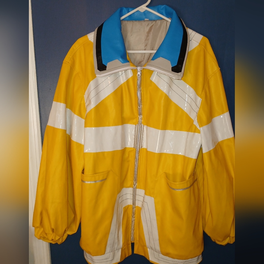 Cos-play "Cyber Punk" David Martinez's Yellow and White Vinyl Jacket , Large